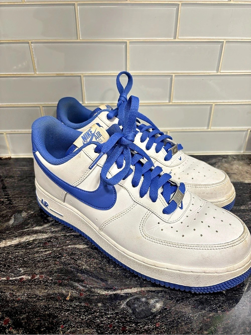 Nike Air Force Sneakers White & Blue Men 9